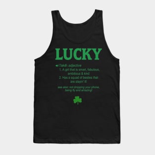 Lucky Definition Girls St Patrick's Day Shirt Graphic Tee Tank Top